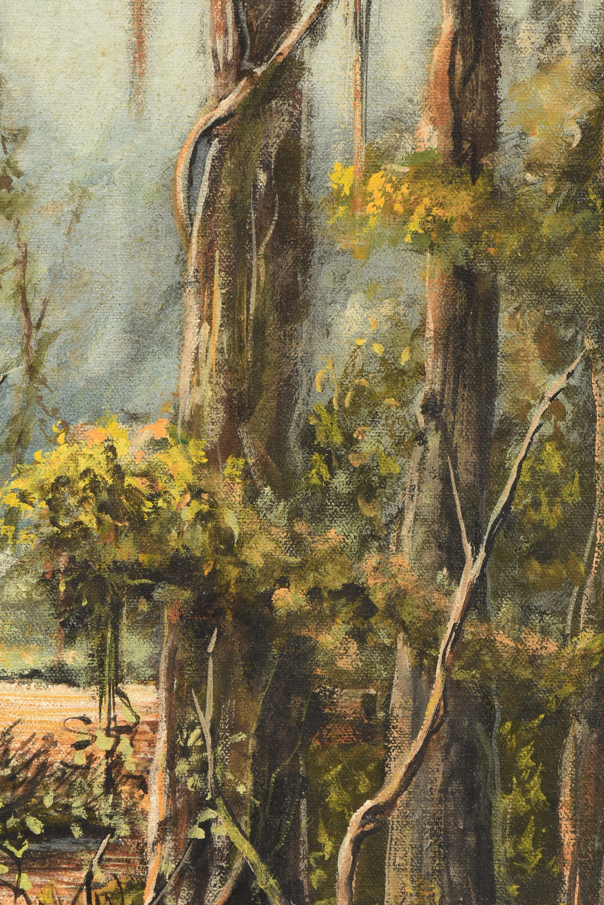 S.S. FISHER (American 20th Century) A PAINTING, "Sunlight in the Deep Swamp," oil on canvas, - Image 9 of 14