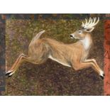 C.A. SNELLMAN (American 20th Century) A COLLAGE, "Leaping Deer," 1994, mixed media on paper,