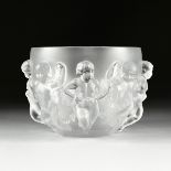 A LALIQUE FROSTED CRYSTAL "LUXEMBOURG" BOWL, MODEL 1227, ENGRAVED SIGNATURE, THIRD QUARTER 20TH