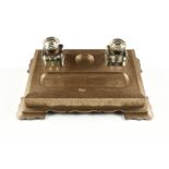 A FINE PERSIAN GILT DETAILED STEEL INKSTAND, POSSIBLY QAJAR, 19TH CENTURY, of rectangular form