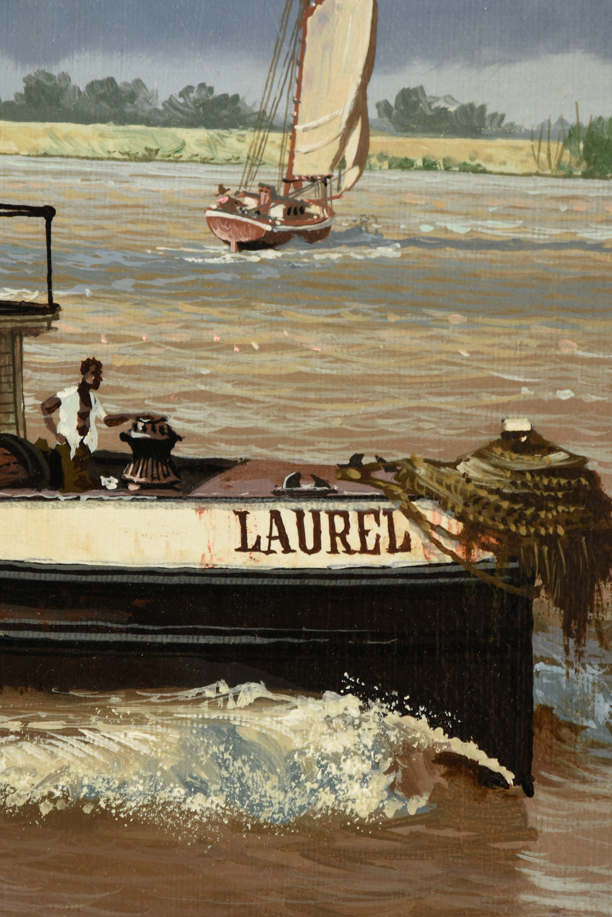 JAMES L. KENDRICK III (American/Louisiana 1946-2013) A PAINTING, "Steam Tug Laurel," 1986, oil on - Image 4 of 14