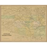 AN ANTIQUE MAP OF OKLAHOMA, "Indian Territory," CHICAGO, CIRCA 1901, color engraving on paper,