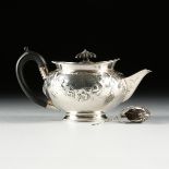 A ROBERT GARRARD STERLING TEAPOT AND GORHAM TEA STRAINER, ENGLISH/AMERICAN, EARLY 19TH CENTURY, a