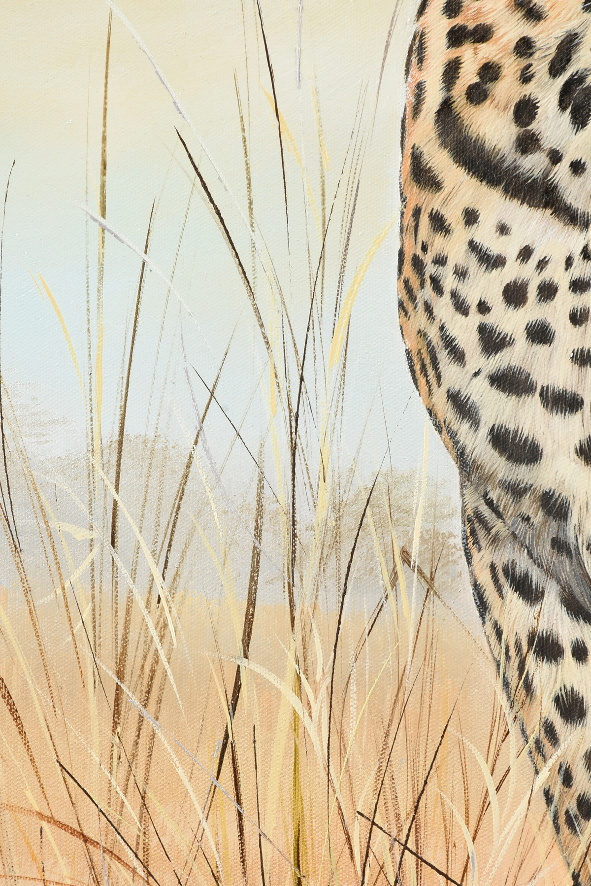 JIRI MILOUSHEVA (20th Century) A PAINTING, "Cheetah," 1990, oil on canvas, signed L/R and dated, " - Image 7 of 12