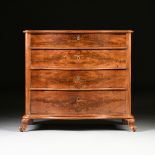 AN AMERICAN ROCOCO REVIVAL FLAME MAHOGANY CHEST OF DRAWERS, MID 19TH CENTURY, the serpentine