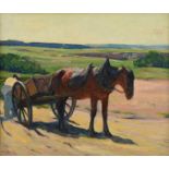 HENRY GEORGE KELLER (American 1869-1949) A PAINTING, "Horse Cart in Landscape," 1916, oil on canvas,