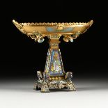 A PHILADELPHIA EXHIBITION EGYPTIAN REVIVAL GILT ELECTROPLATED AND CHAMPLEVÃ‰ ENAMELED BRONZE