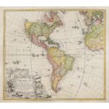 AN ANTIQUE MAP, "AmericÃ¦ Mappa Generalis," 1746, hand colored engraving, published by Johann
