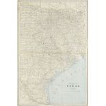 AN ANTIQUE MAP, "Eastern Half of Texas," CHICAGO, 1880-1900, color engraving on paper, page
