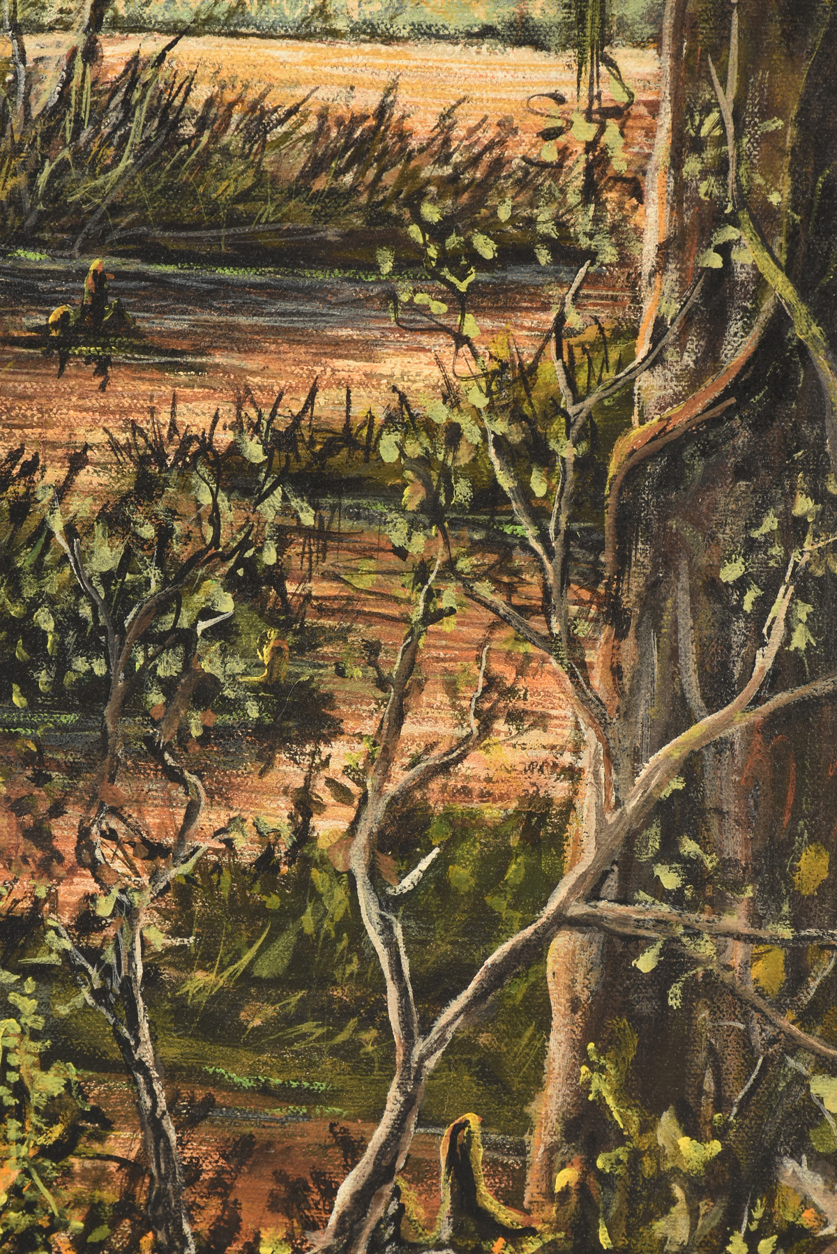 S.S. FISHER (American 20th Century) A PAINTING, "Sunlight in the Deep Swamp," oil on canvas, - Image 5 of 14