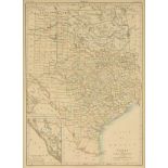 AN ANTIQUE MAP, "Texas and Indian Territory," UNITED KINGDOM, 1875-1889, lithograph on paper with