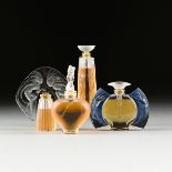 FOUR FRENCH LALIQUE PERFUME BOTTLES FROM THE FLACON COLLECTION, PARIS, 20TH CENTURY, comprising