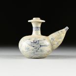 A VIETNAMESE/ANNAMESE BLUE AND WHITE PORCELAIN KENDI, SHIPWRECK ARTIFACT, LATE 15TH/ EARLY16TH
