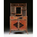 A VICTORIAN LACQUERED AND CARVED BAMBOO DRESSING STAND, CIRCA 1880, in the Japonaiserie taste with a