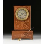 A FRENCH SATINWOOD MARQUETRY INLAID ROSEWOOD MANTLE CLOCK, BY BITTON AINE, SEMS, LATE 19TH