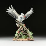 A BOEHM SCULPTURE, "Blue Jay," UNITED STATES, hand painted bisque porcelain, number 78, verso