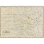 AN ANTIQUE MAP, "Railroad and County Map of Indian Territory," New York, 1885-1893, hand colored