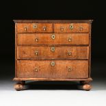 A WILLIAM & MARY PARQUETRY INLAID WALNUT CHEST OF DRAWERS, LATE 17TH/EARLY 18TH CENTURY, the