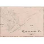 A FACSIMILE DECORATIVE MAP, "Map of Galveston Co. General Land Office 1883," lithograph of