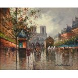 ANTOINE BLANCHARD (1910-1980) A PAINTING, "Cathedral Notre Dame," oil on canvas, signed L/R. 16" x