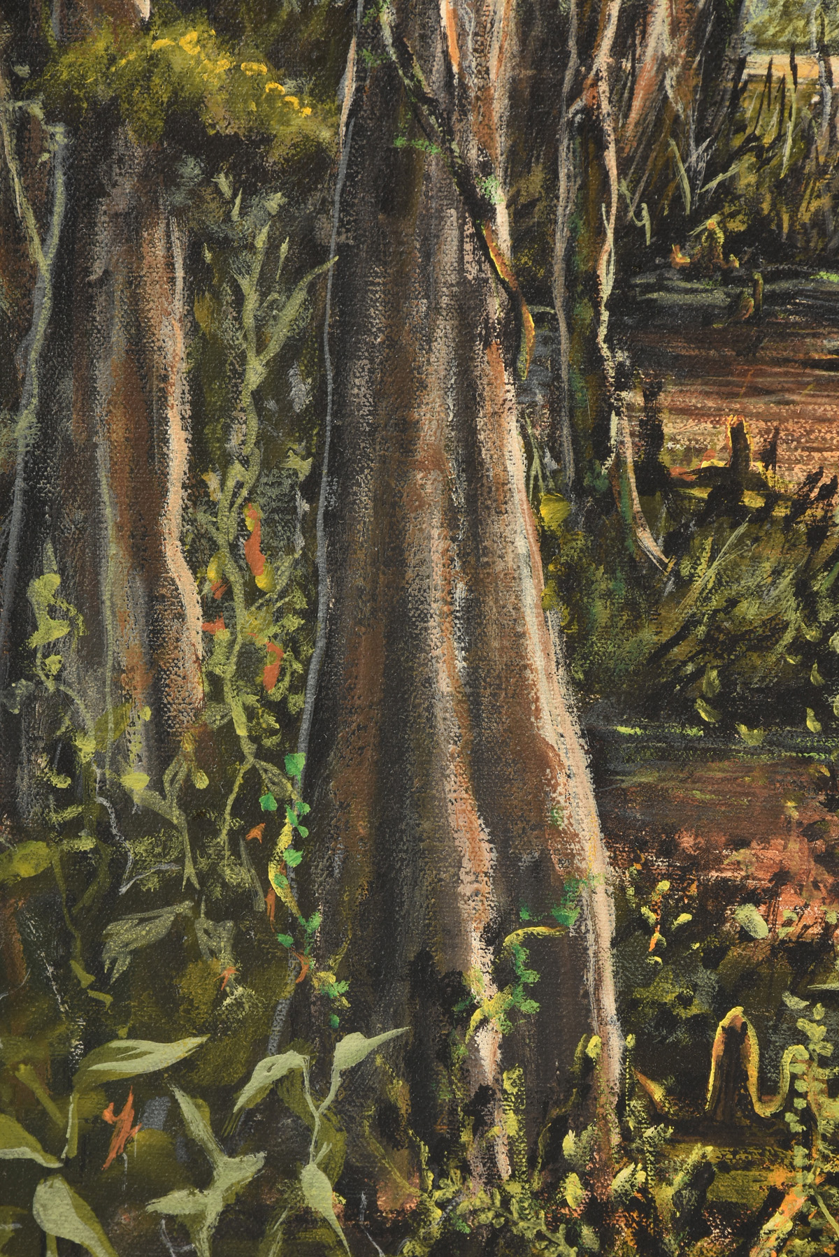 S.S. FISHER (American 20th Century) A PAINTING, "Sunlight in the Deep Swamp," oil on canvas, - Image 6 of 14