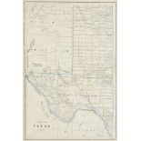 AN ANTIQUE MAP, "Western Half Of Texas," CHICAGO, ILLINOIS, 19TH/20TH CENTURY, color engraving on