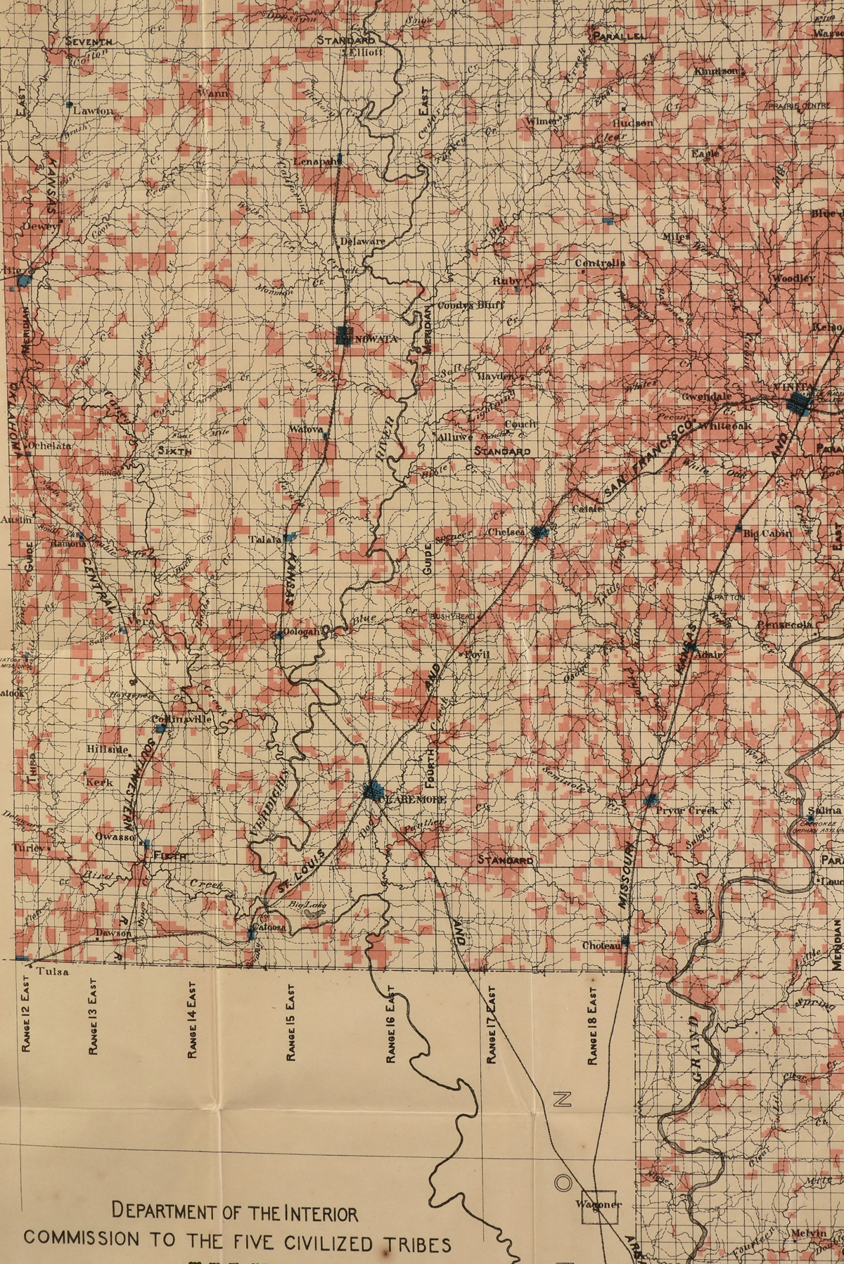 AN ANTIQUE MAP, "Department of the Interior Commission to the Five Civilized Tribes, Map Showing - Image 6 of 8