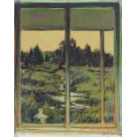 WILLIAM ANZALONE (American/Texas b. 1935) A PAINTING, "Grassy Marsh through a Window," 2006,