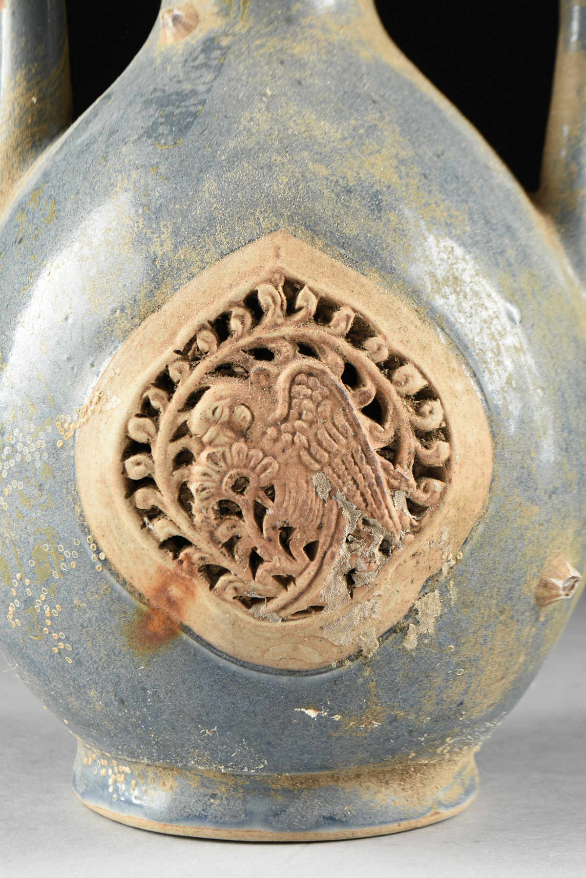 A VIETNAMESE/ANNAMESE BLUE GLAZED DOUBLE GOURD PORCELAIN EWER, SHIPWRECK ARTIFACT, 15TH/16TH - Image 3 of 11