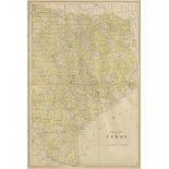 AN ANTIQUE MAP, "Eastern Half of Texas," CIRCA 1900, color engraving on paper. 21" x 14" Provenance:
