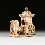 A CHINESE SANCAI GLAZE TERRACOTTA SEDAN CART WITH EQUESTRIAN ATTENDANTS, TANG DYNASTY (618-907),