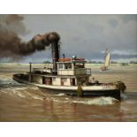 JAMES L. KENDRICK III (American/Louisiana 1946-2013) A PAINTING, "Steam Tug Laurel," 1986, oil on