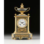 A LOUIS XVI STYLE ORMOLU MOUNTED BLEU TURQUIN MARBLE MANTLE CLOCK, BY RAINGO FRÃˆRES, PARIS, 19TH