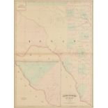 AN ANTIQUE MAP, "Texas Western Portion," 1874, hand colored engraving on paper, published by Asher &