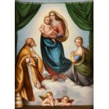 A MEISSEN PLAQUE OF THE SISTINE MADONNA, BLUE MARK, THIRD QUARTER 19TH CENTURY, finely hand