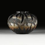 KELSEY MURPHY (American b. 1944) A CAMEO CUT GLASS BOWL, 2000, cut black, yellow, and clear