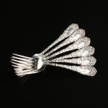 A SET OF TWELVE AMERICAN STERLING SILVER DINNER FORKS, DURGIN, CHRYSANTHEMUM, pattern issued in