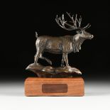 EDD HAYES (American/Texas b. 1945) A BRONZE SCULPTURE, "Elk Stag," 1994, signed and dated in bronze,