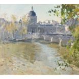 FRENCH SCHOOL (20th Century) A PAINTING, "L'Institut de France et Pont des Arts," oil on canvas,