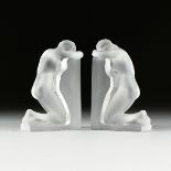 A PAIR OF LALIQUE FROSTED CRYSTAL "REVERIE" BOOKENDS, ENGRAVED SIGNATURE, LATE 20TH CENTURY, each