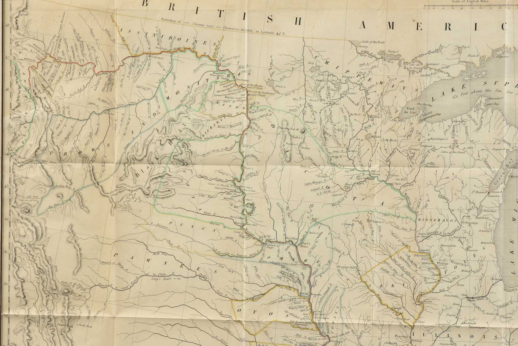 AN ANTIQUE MAP, "Map to Illustrate the Route of Prince Maximilian of Wied in the Interior of North - Image 6 of 9