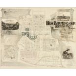 A PROMOTIONAL MAP AND LAYOUT FOR THE CREATION OF A PROPOSED TEXAS CITY "NEW BIRMINGHAM, CHEROKEE