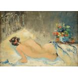 attributed to DAN CONTENT (American 1902-1990) A PAINTING, "Sleeping Odalisque," CIRCA 1963, oil