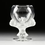 A LALIQUE FROSTED AND CLEAR CRYSTAL "BAGHEERA" VASE, FRANCE, MID 20TH CENTURY, clear and satin