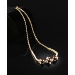AN 18K YELLOW GOLD, DIAMOND, AND CHOCOLATE PEARL NECKLACE, MID 20TH CENTURY, in the French taste,