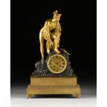 AN EMPIRE GILT AND PATINATED BRONZE "MARS" MANTLE CLOCK, BY BOLLE, ROUEN, EARLY 19TH CENTURY, cast