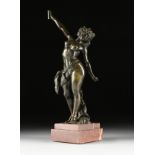 FRENCH SCHOOL, (19th/20th Century) A BRONZE FIGURAL SCULPTURE, "Bacchanalian Maiden," the