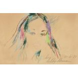 LEROY NEIMAN (American 1921-2012) A DRAWING, "Linda at Roosevelt," NOVEMBER 6, 1977, pastel on cream