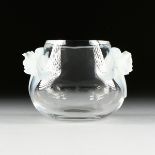 A LALIQUE OPALINE AND CLEAR CRYSTAL "ORCHIDÃ‰E" VASE, ENGRAVED SIGNATURE, LATE 20TH CENTURY, the
