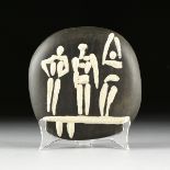 after PABLO PICASSO (Spanish/French 1881-1973) A SCULPTURE, "Figures on Trampoline," ceramic